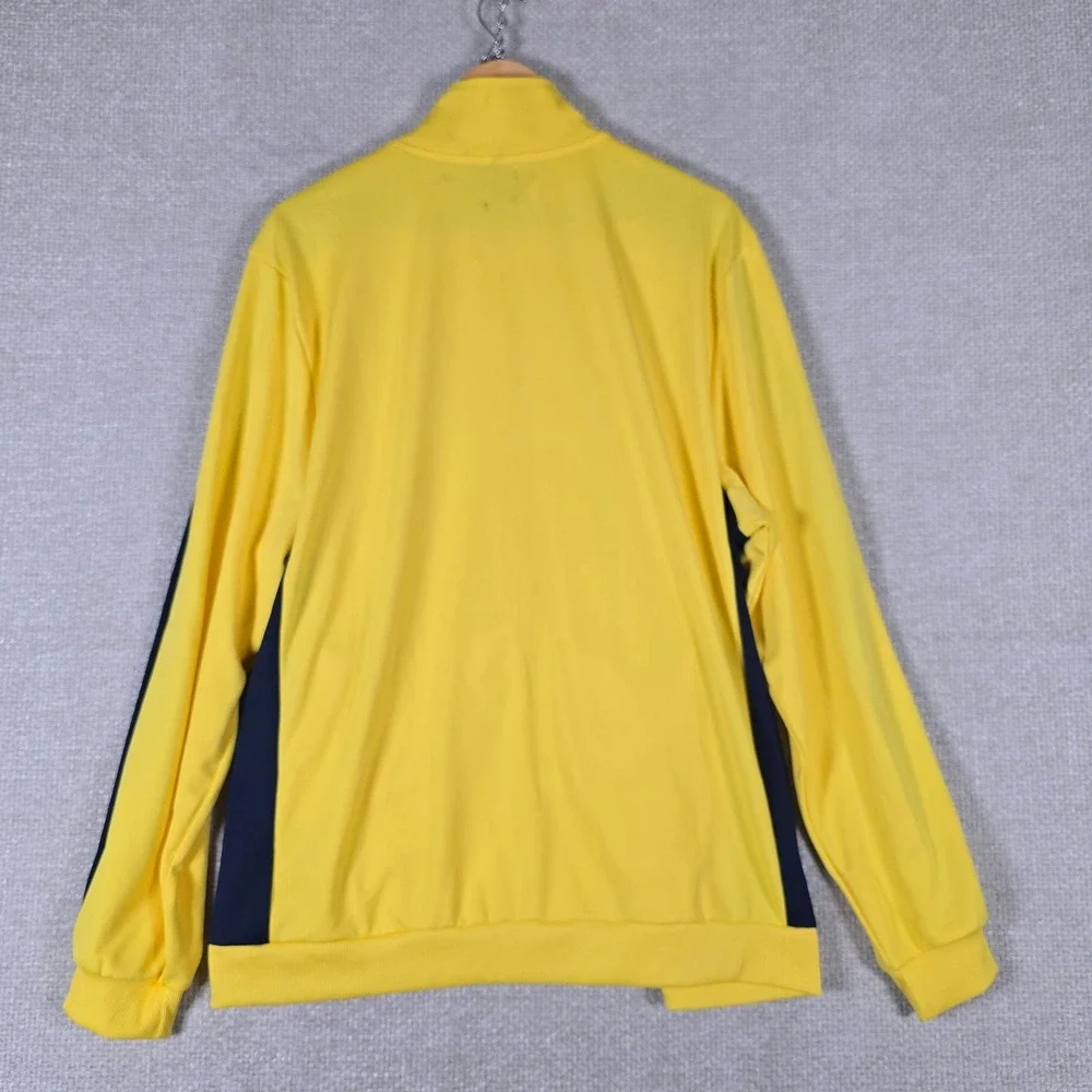 Ideology Mens‎ XL Yellow Navy Blue Striped Full Zip Track Jacket Activewear